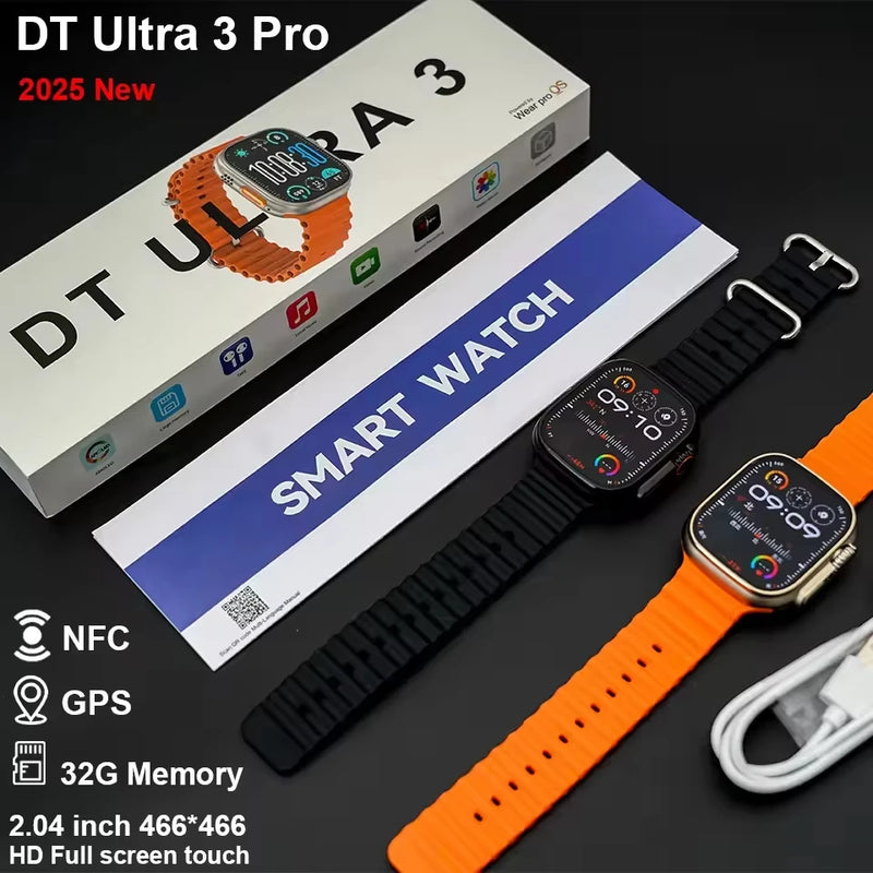 2025 novo original dt ultra 3 relógio inteligente homem 49mm amoled 32g rom chat gpt nfc bússola bt chamada esporte gps pista relógio esportivo feminino