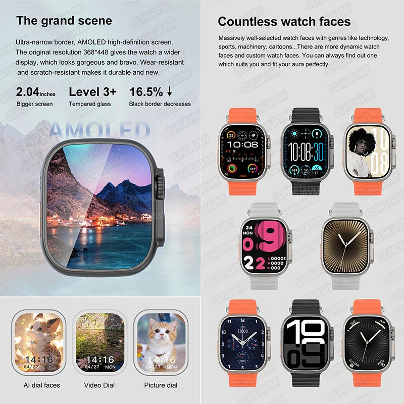 Dt ultra 3 smartwatch tela amoled 4gb mp3 mp4 player bluetooth rede compartilhamento app loja chatgpt inteligente ai relógio masculino sportwatch