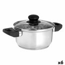 Casserole with glass lid Kinvara 16689B Silver 1,8 L 28 x 9 x 18 cm (6 Units)-0