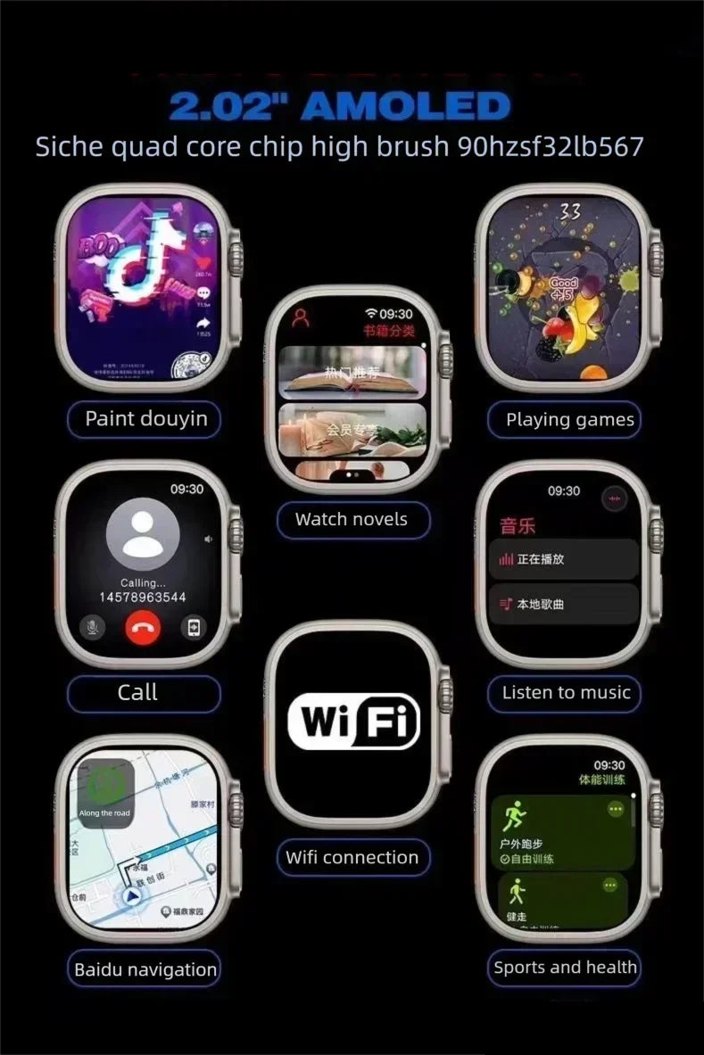 HK10 ULTRA-A 2.02 polegadas Novo relógio de inteligência multifuncional Bluetooth Compartilhamento de rede Navegação GPS NFC e pagamento duplo