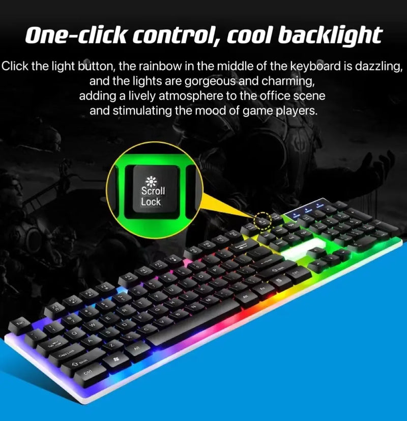 USB Wired Keyboard Mouse Set 104 Teclas Backlight Gaming Keyboard Gaming Mouse para computador portátil PC