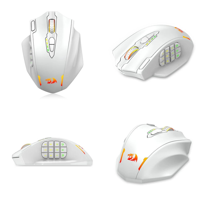 Redragon M913 Gaming 16000 DPI com fio 2,4 Ghz sem fio RGB mouse óptico para jogadores 16 botões programáveis, mouse preto/branco
