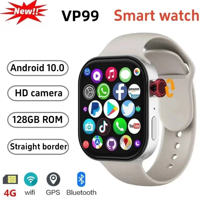 4g versão celular vp99 smartwatch 2.29 ''5g android relógio inteligente com freqüência cardíaca pressão arterial função de oxigênio no sangue gps wifi