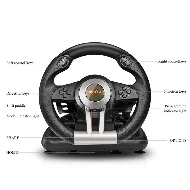 Pxn v3ii gaming volante pedal vibração controlador de jogo de corrida para xbox um para pc para ps3 ps4 para n-switch