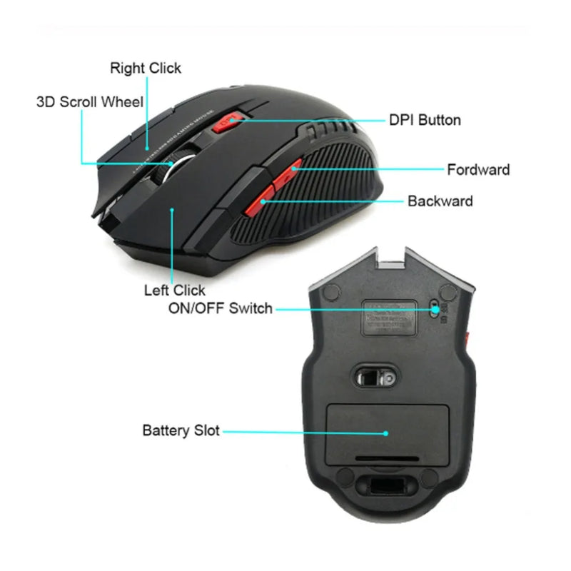 113 mouse sem fio 2.4ghz mouse óptico sem fio com receptor usb mouse sem fio portátil de 6 botões para laptops