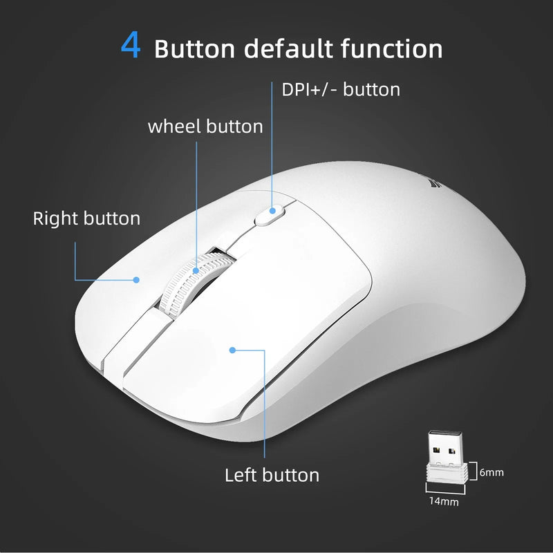 Mouse gamer sem fio 2.4g, ergonômico, 800-1200-1600 dpi, recarregável, para escritório, pc, laptop, macbook pro