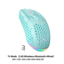 Soliaka mouse para jogos e-sports, sem fio/com fio, ultraleve, favo de mel, rgb, retroiluminado, ajustável, 12800dpi, ergonômico, gamer