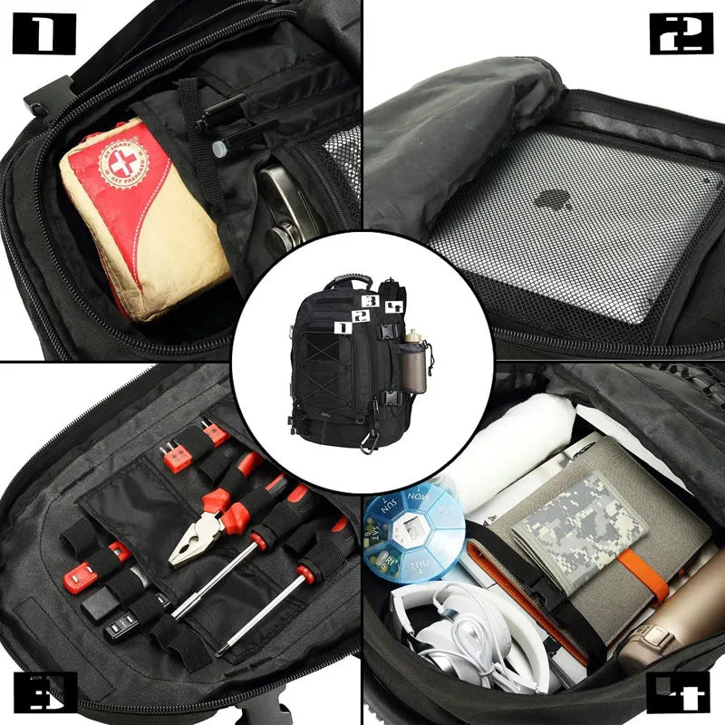 LQARMY-Militar Tático Mochila, Exército Molle Assalto Mochila, Viagem ao ar livre Caminhadas Mochilas, Camping e Caça, 60L