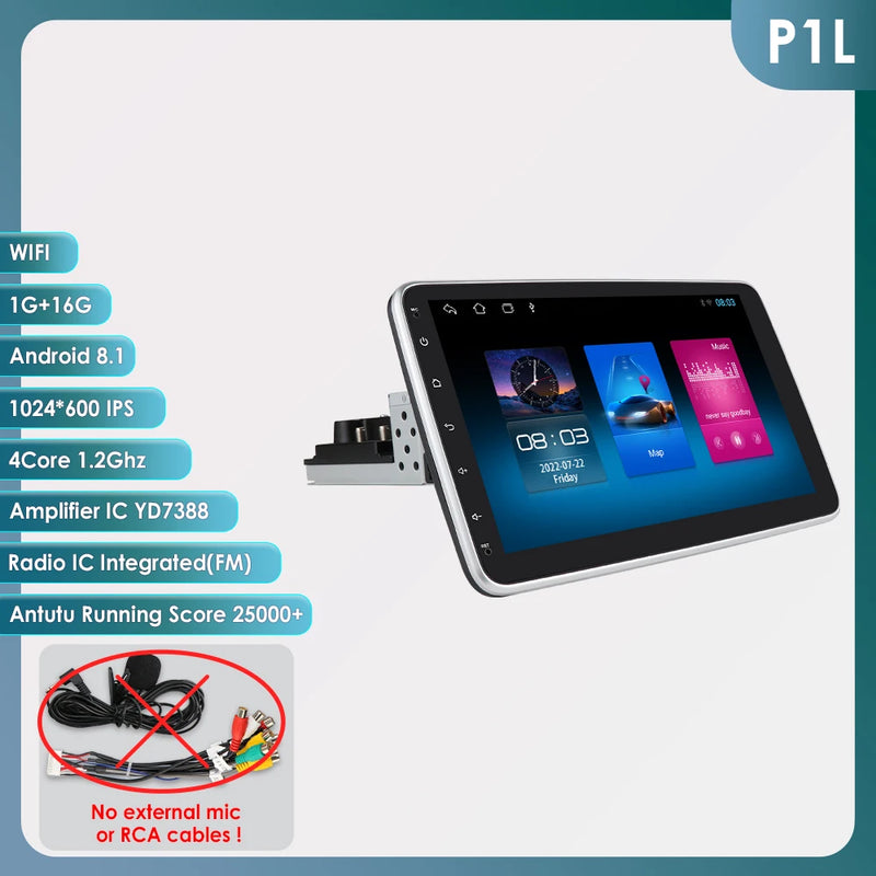 1 din android rádio estéreo do carro 10.1 girar tela de toque removível para universal carplay navegação gps bluetooth wifi autoradio