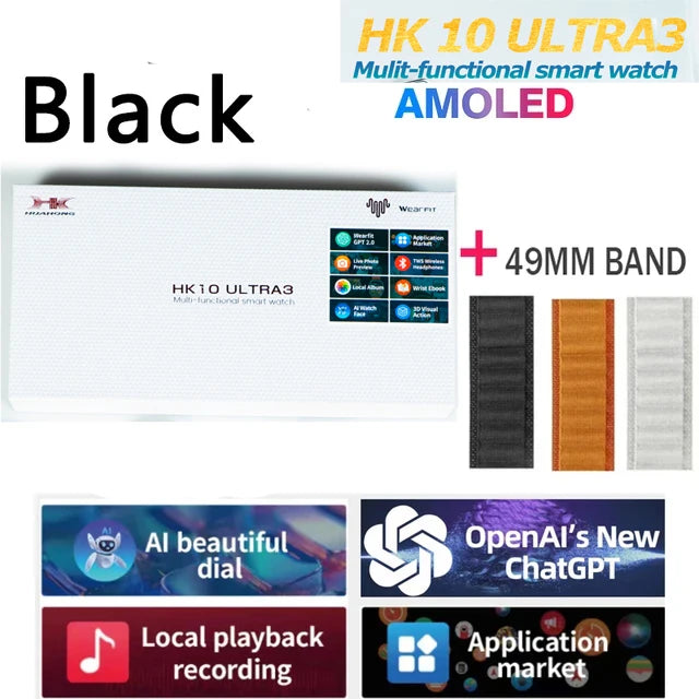 Nova origina hk10 ultra 3 smartwatch masculino 4g rom chatgpt nfc bússola hk9 ultra2 max atualizar relógios esportes bt chamada relógio inteligente masculino