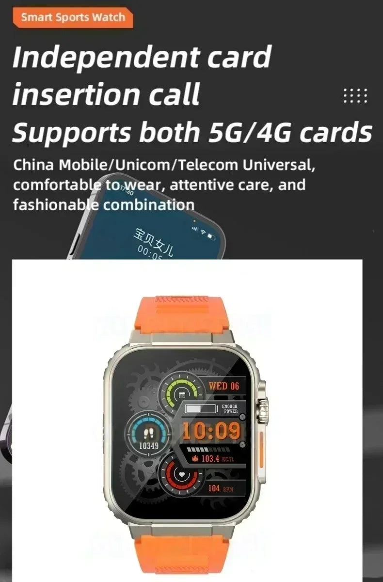 All-link Network smartwatch CDS9 4G 256GB de armazenamento, câmera rotativa integrada, aplicativo GPS WIFI, rastreador de frequência cardíaca, relógio esportivo
