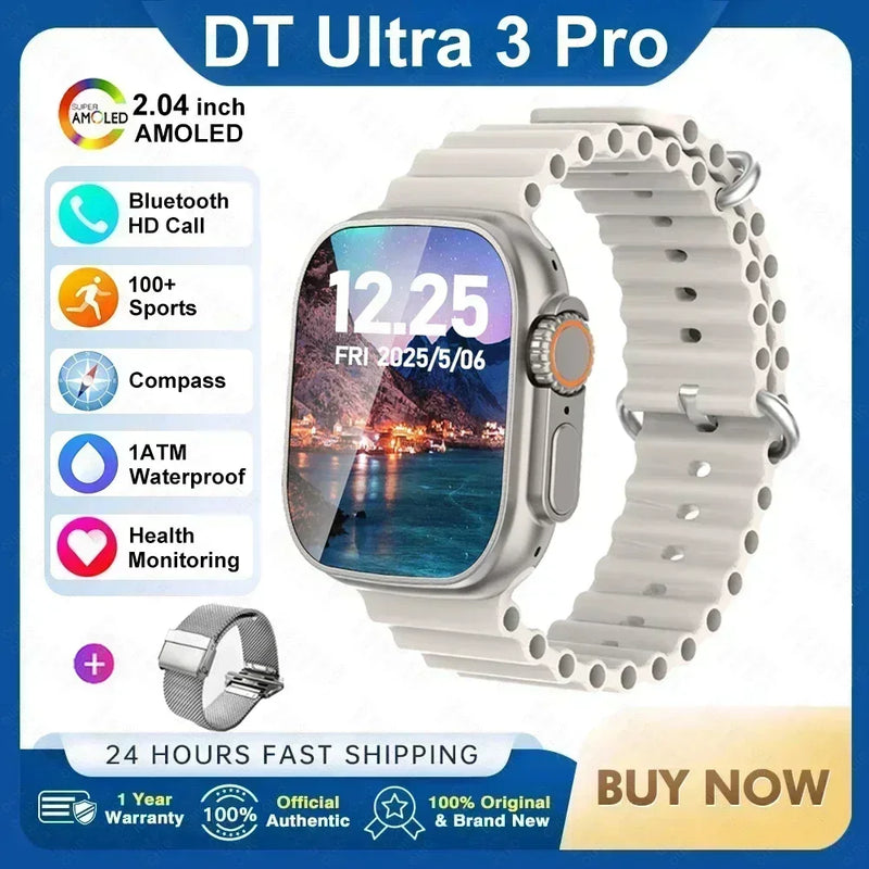 2025 novo original dt ultra 3 relógio inteligente homem 49mm amoled 32g rom chat gpt nfc bússola bt chamada esporte gps pista relógio esportivo feminino