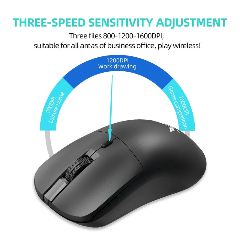 Mouse gamer sem fio 2.4g, ergonômico, 800-1200-1600 dpi, recarregável, para escritório, pc, laptop, macbook pro