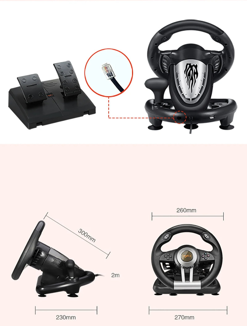 Pxn v3ii gaming volante pedal vibração controlador de jogo de corrida para xbox um para pc para ps3 ps4 para n-switch