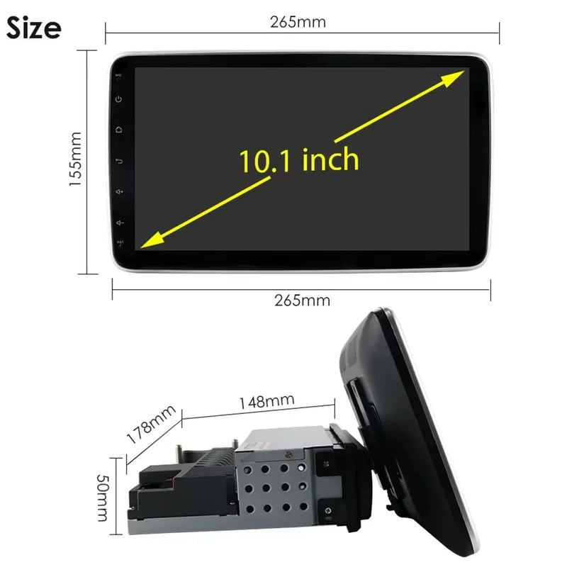 1 din android rádio estéreo do carro 10.1 girar tela de toque removível para universal carplay navegação gps bluetooth wifi autoradio