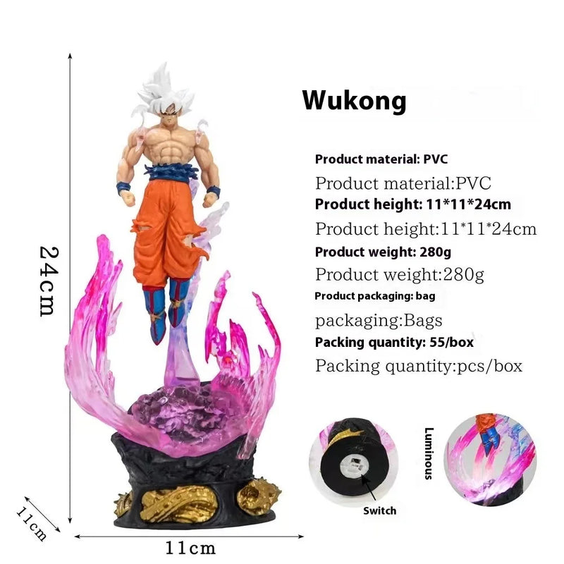 24cm anime dragon ball pode emitir figura de luz ultra instinto son goku saiyan pvc escultura boneca decoração modelo coleção presentes