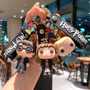 3d harried potter pvc chaveiro brinquedo hermione granger malfoy ron dobby voldemort snape brinquedo figuras festa chaveiros crianças presentes brinquedos