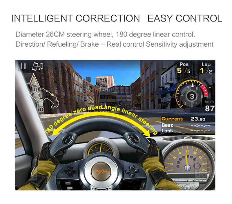 Pxn v3ii gaming volante pedal vibração controlador de jogo de corrida para xbox um para pc para ps3 ps4 para n-switch