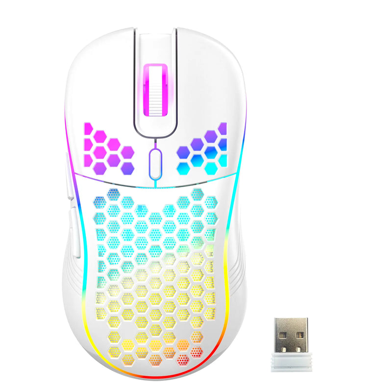 Rato de jogo com fio em favo de mel RGB Backlight 7200 DPI ajustável Ergonômico USB Ratos de computador para Windows PC e jogadores de laptop