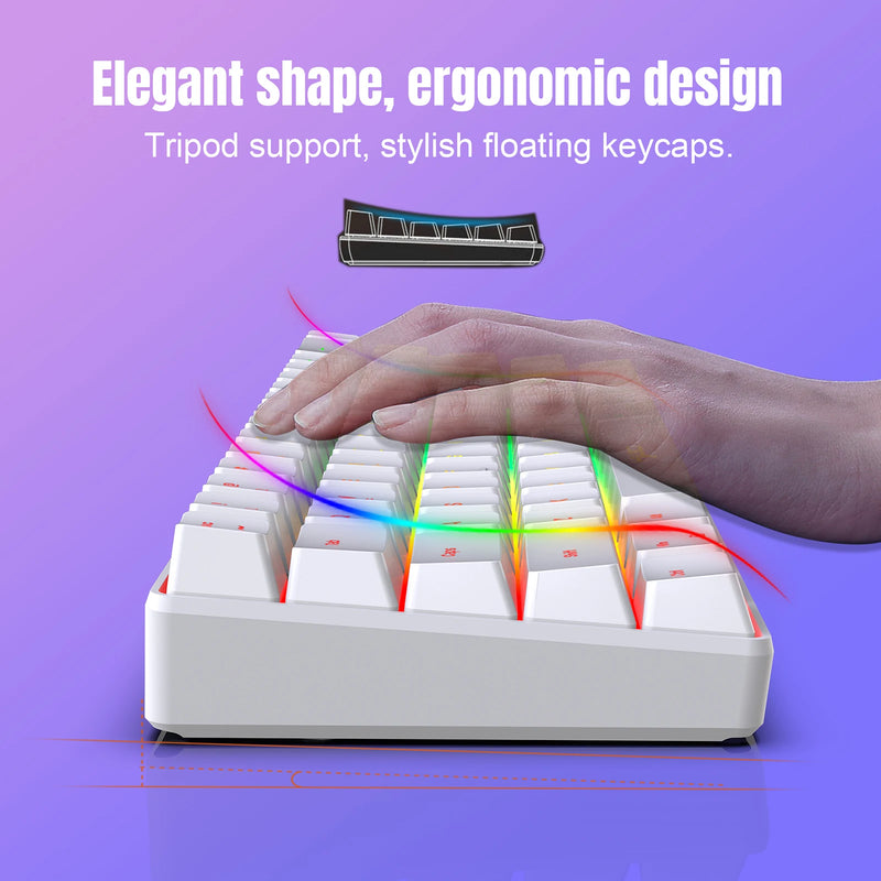 HXSJ-V200 Teclado com fio Mini Gaming, K68 RGB Streamer, membrana sem gestos de 19 teclas, sensação mecânica para jogo ou escritório