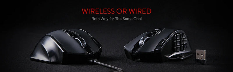Redragon M913 Gaming 16000 DPI com fio 2,4 Ghz sem fio RGB mouse óptico para jogadores 16 botões programáveis, mouse preto/branco