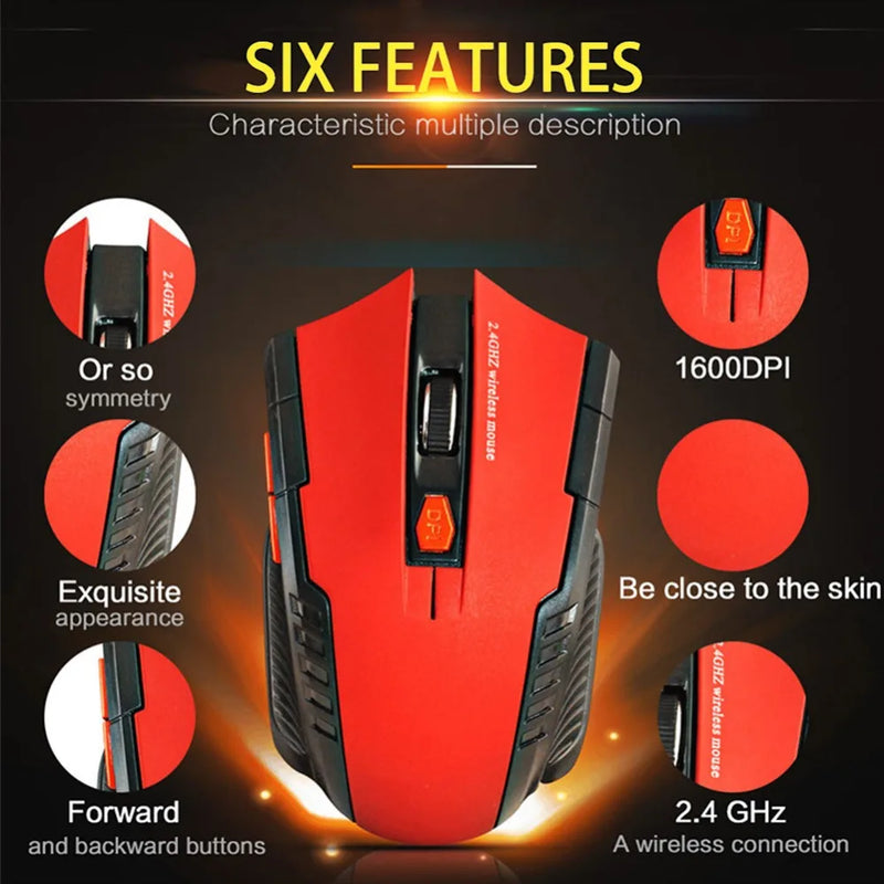 113 mouse sem fio 2.4ghz mouse óptico sem fio com receptor usb mouse sem fio portátil de 6 botões para laptops