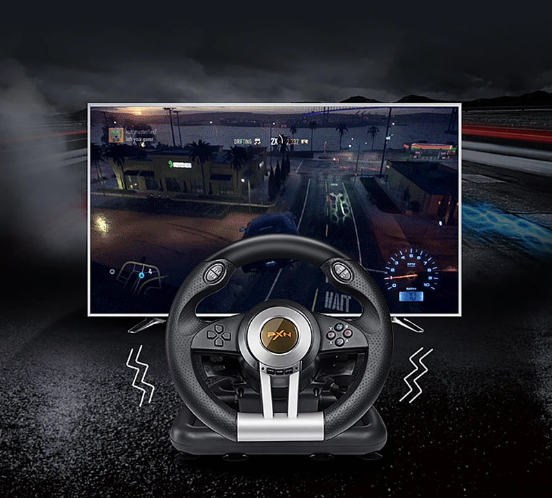 Pxn v3ii gaming volante pedal vibração controlador de jogo de corrida para xbox um para pc para ps3 ps4 para n-switch