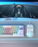 Soliaka mouse para jogos e-sports, sem fio/com fio, ultraleve, favo de mel, rgb, retroiluminado, ajustável, 12800dpi, ergonômico, gamer