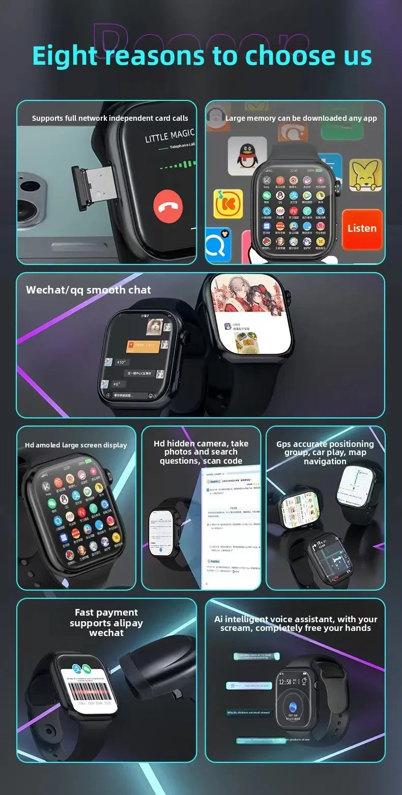 VP09 Smart Watch 4G Android Multi GB Armazenamento 4G/5G Cartão Sim GPS WIFI com câmera rotativa de 8MP