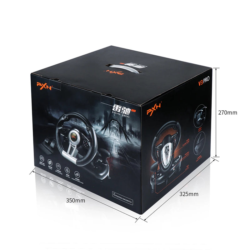 Pxn v3ii gaming volante pedal vibração controlador de jogo de corrida para xbox um para pc para ps3 ps4 para n-switch