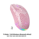 Soliaka mouse para jogos e-sports, sem fio/com fio, ultraleve, favo de mel, rgb, retroiluminado, ajustável, 12800dpi, ergonômico, gamer