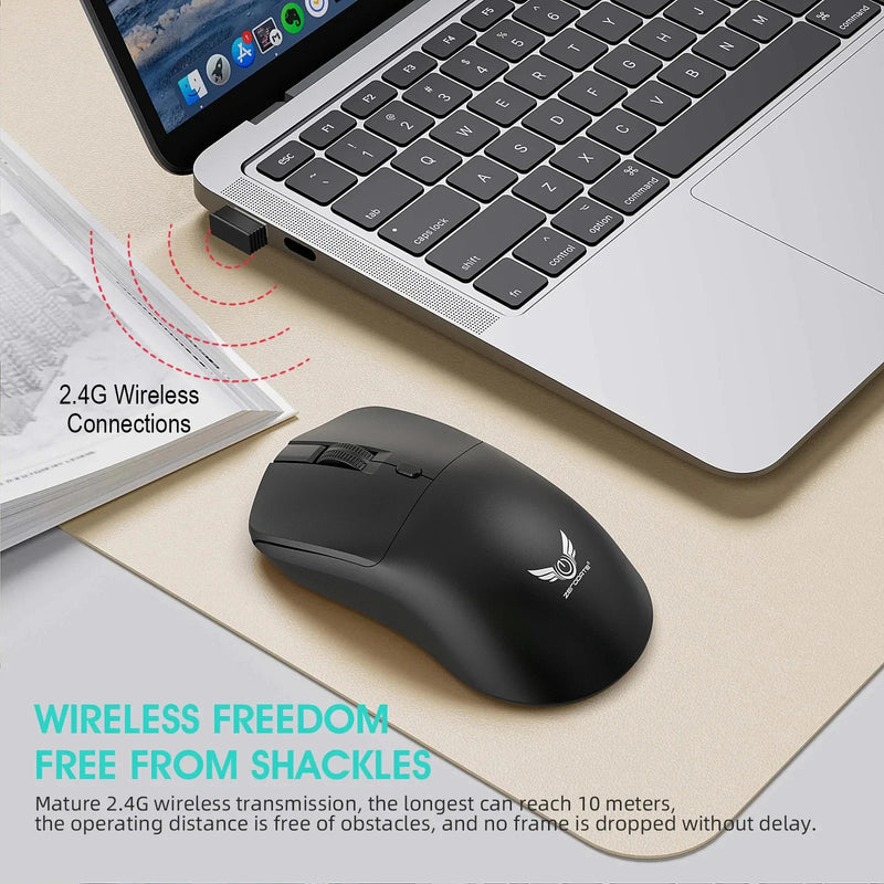 Mouse gamer sem fio 2.4g, ergonômico, 800-1200-1600 dpi, recarregável, para escritório, pc, laptop, macbook pro