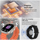 Dt ultra 3 smartwatch tela amoled 4gb mp3 mp4 player bluetooth rede compartilhamento app loja chatgpt inteligente ai relógio masculino sportwatch