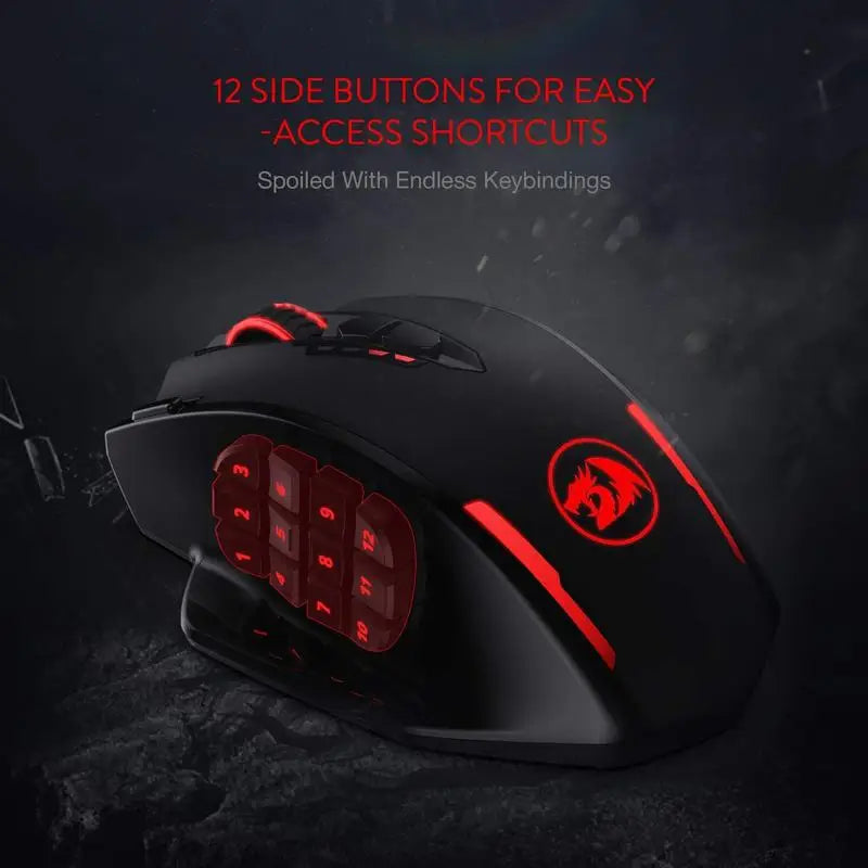 Redragon M913 Gaming 16000 DPI com fio 2,4 Ghz sem fio RGB mouse óptico para jogadores 16 botões programáveis, mouse preto/branco