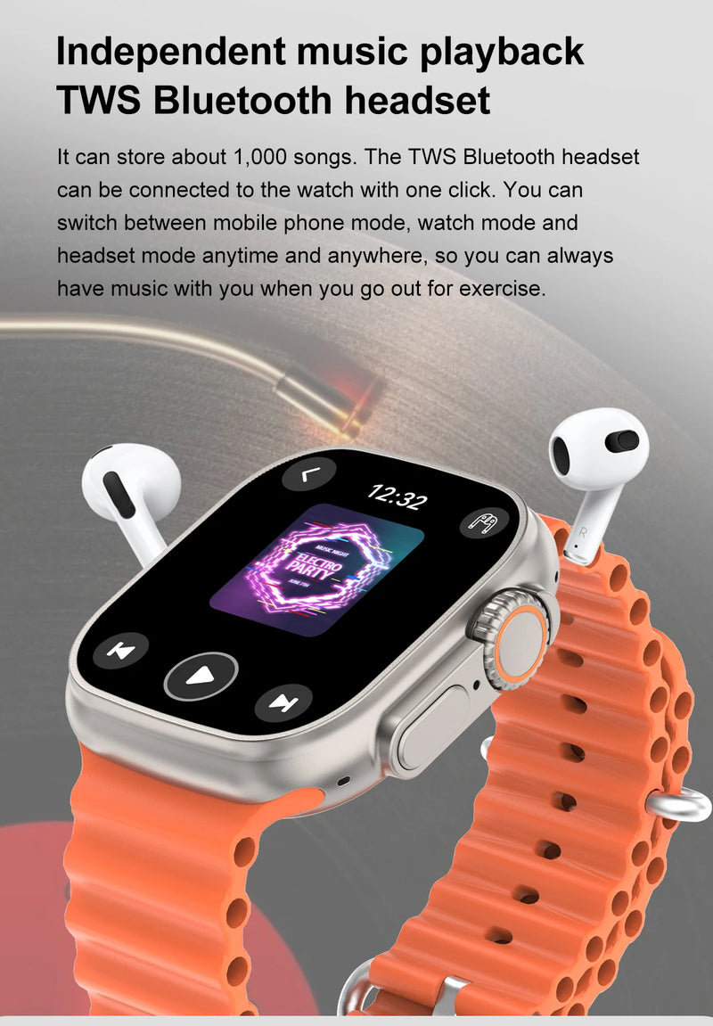 Dt ultra 3 smartwatch tela amoled 4gb mp3 mp4 player bluetooth rede compartilhamento app loja chatgpt inteligente ai relógio masculino sportwatch