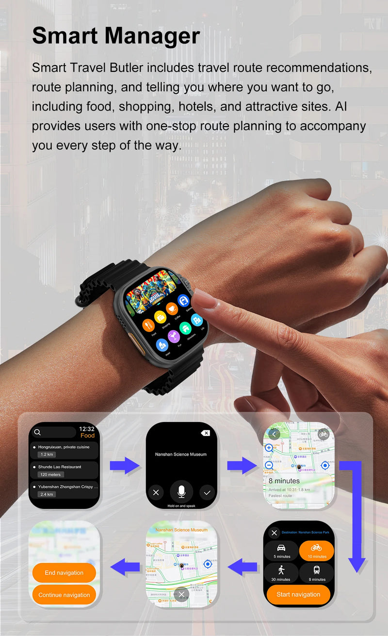 Dt ultra 3 smartwatch tela amoled 4gb mp3 mp4 player bluetooth rede compartilhamento app loja chatgpt inteligente ai relógio masculino sportwatch