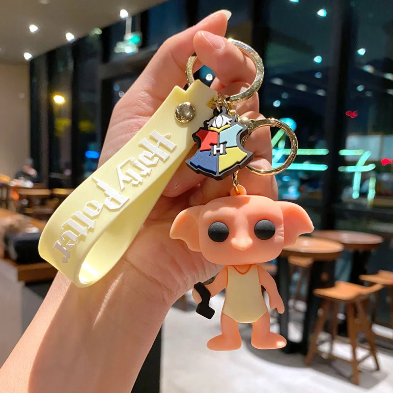 3d harried potter pvc chaveiro brinquedo hermione granger malfoy ron dobby voldemort snape brinquedo figuras festa chaveiros crianças presentes brinquedos