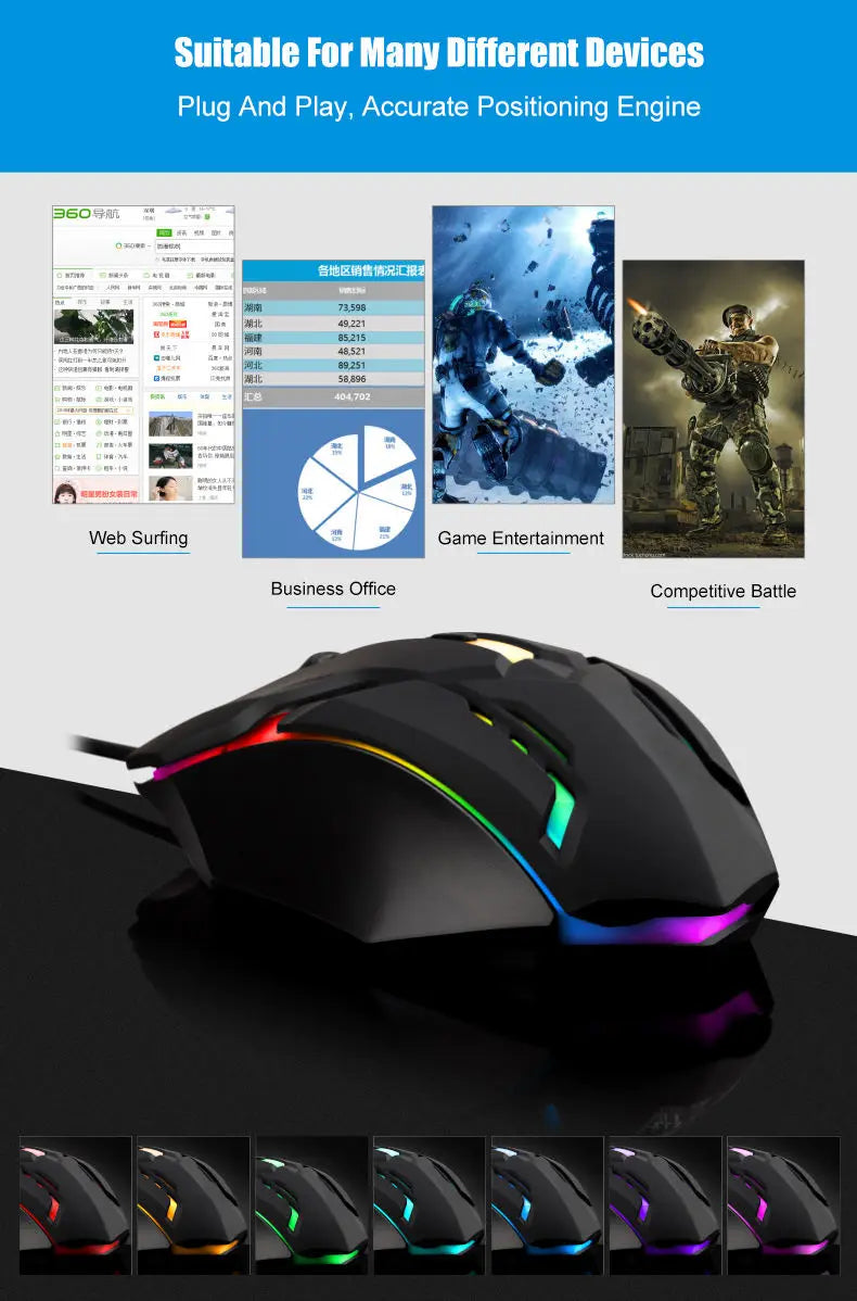 1 PC SOMENTE M01 Esportes LED Luminoso Retroiluminado USB Wired Gaming Mouse para Desktop PC Laptop Office Computer Gaming Mouse