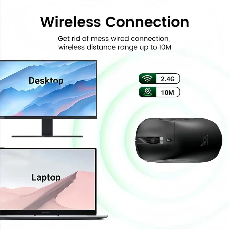 Mouse gamer sem fio 2.4g, ergonômico, 800-1200-1600 dpi, recarregável, para escritório, pc, laptop, macbook pro