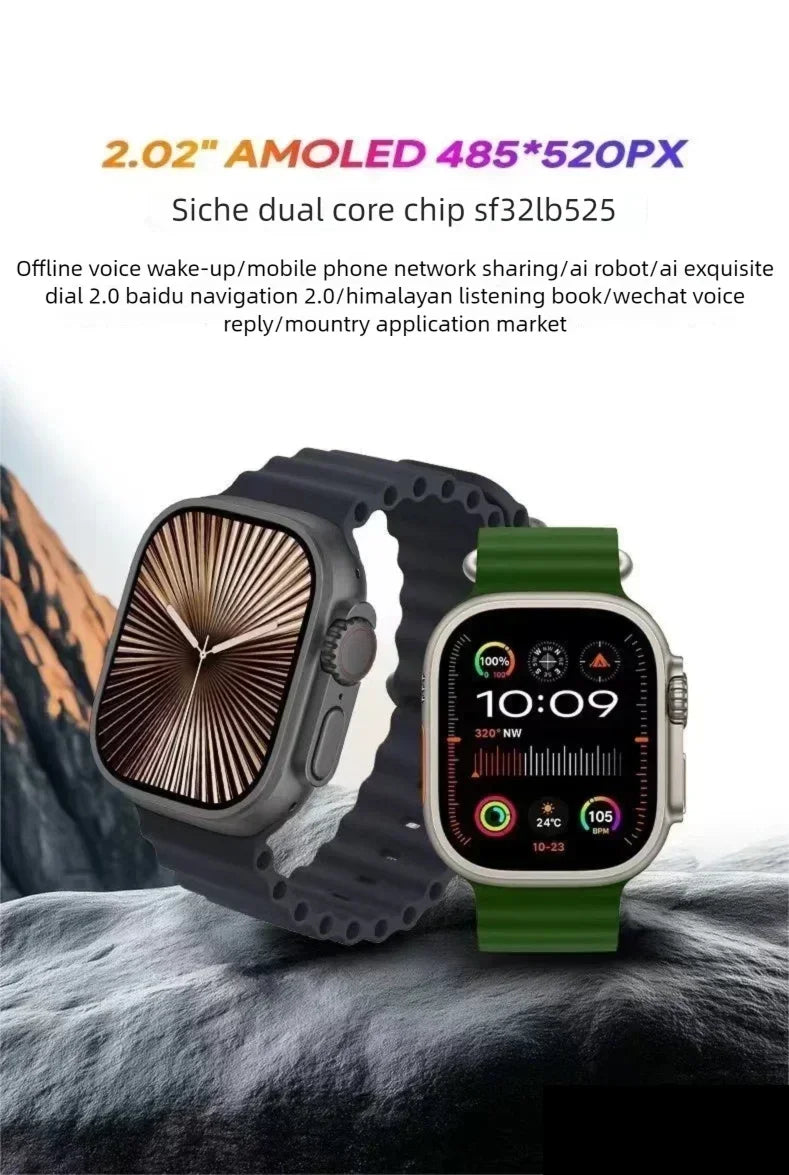 HK10 ULTRA-A 2.02 polegadas Novo relógio de inteligência multifuncional Bluetooth Compartilhamento de rede Navegação GPS NFC e pagamento duplo