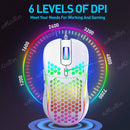 Rato de jogo com fio em favo de mel RGB Backlight 7200 DPI ajustável Ergonômico USB Ratos de computador para Windows PC e jogadores de laptop