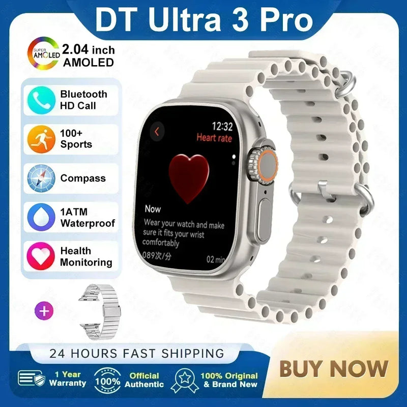 2025 novo original dt ultra 3 relógio inteligente homem 49mm amoled 32g rom chat gpt nfc bússola bt chamada esporte gps pista relógio esportivo feminino