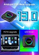 Android Auto Wireless Android 13.0 TV Box CarlinKit Portátil CarPlay AI Box Wireless CarPlay Suporte para reprodução de vídeo para Netflix YouTube Volkswagen Audi Golf Mercedes Benz Ford Fiat Toyota etc.