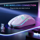 Mouse de carregamento com iluminação RGB sem fio 2.4G com DPI ajustável e ergonômico com design em favo de mel para laptop de mesa