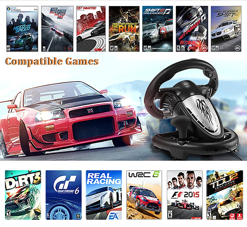 Pxn v3ii gaming volante pedal vibração controlador de jogo de corrida para xbox um para pc para ps3 ps4 para n-switch