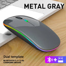 Mouse sem fio Bluetooth e 2,4 GHz modos duplos recarregável RGB ergonômico silencioso clique para PC iPad laptop celular TV