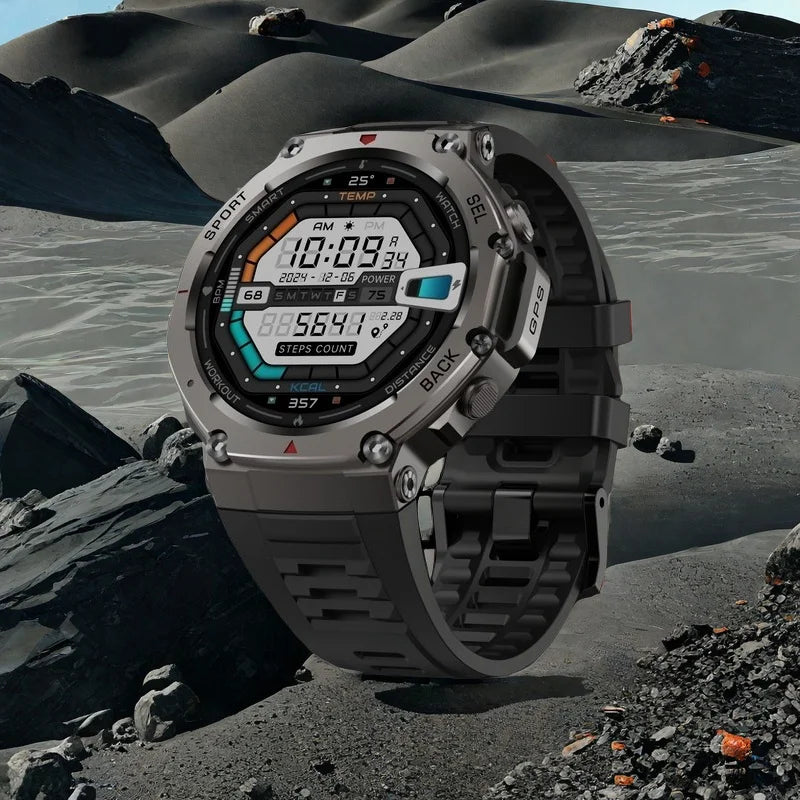 2025 novo relógio inteligente militar embutido gps bússola barométrica altímetro 5atm à prova dwaterproof água esporte smartwatch masculino chamada bluetooth