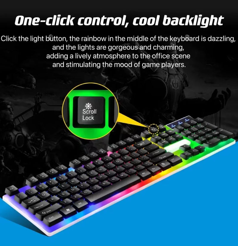USB Wired Keyboard Mouse Set 104 Teclas Backlight Gaming Keyboard Gaming Mouse para computador portátil PC