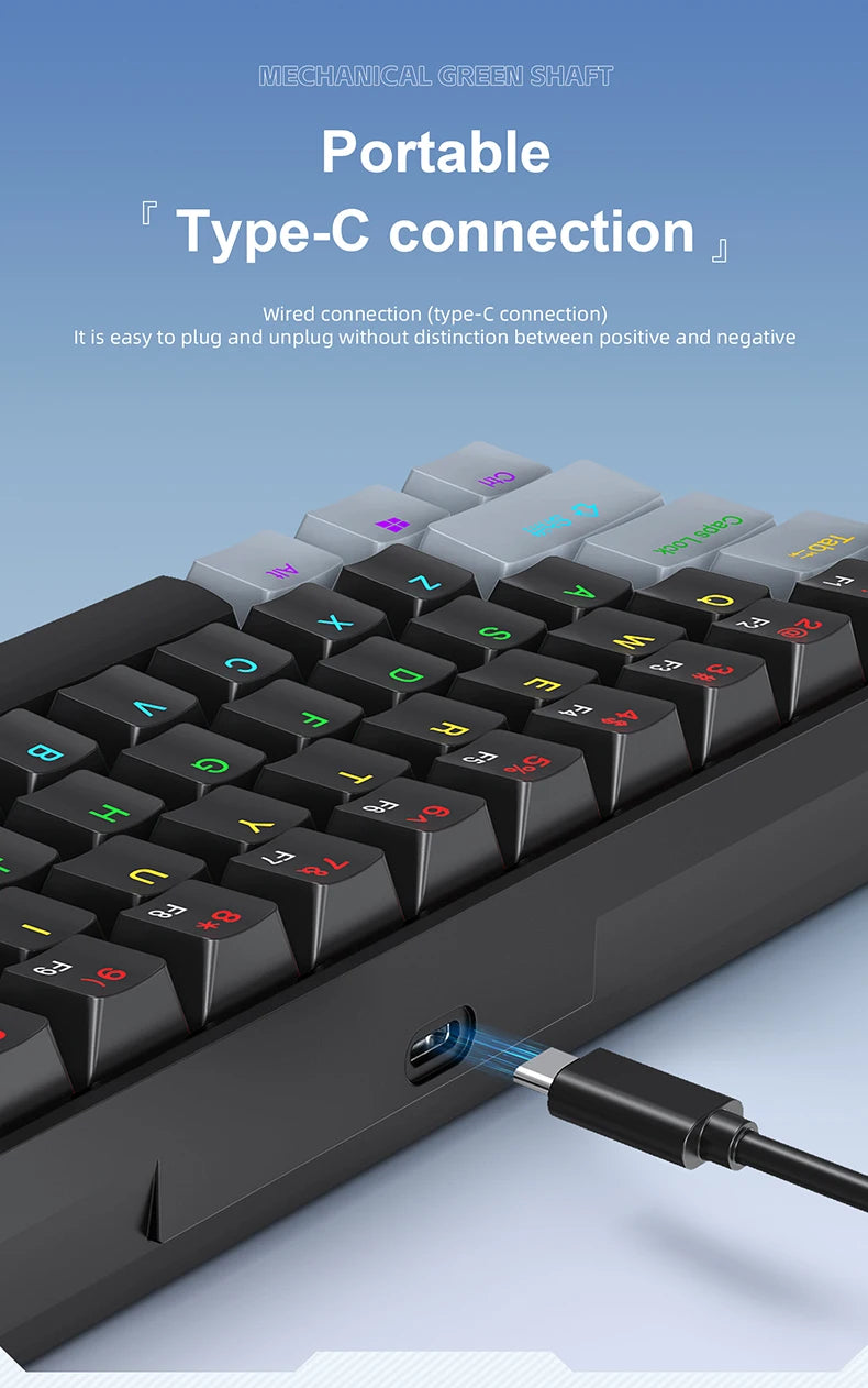 60% mini teclado mecânico com fio portátil, mini teclado APAYADO K61 com fio, 61 teclas Phantom RGB, preto, branco, vermelho, vermelho/azul interruptor
