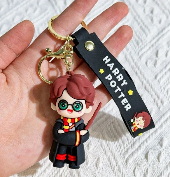 3d harried potter pvc chaveiro brinquedo hermione granger malfoy ron dobby voldemort snape brinquedo figuras festa chaveiros crianças presentes brinquedos
